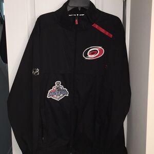 Black Carolina Hurricanes 2006 Stanley Cup Patch NHL Men’s Ice Hockey Jacket-L